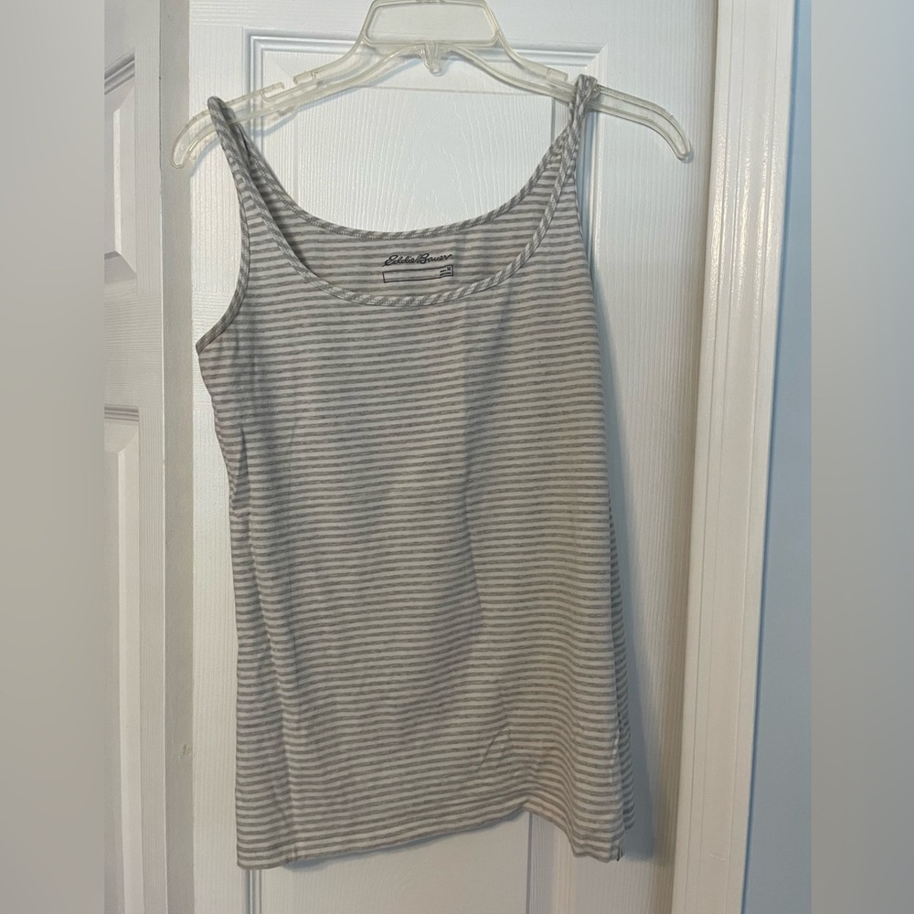 Eddie Bauer Light Gray Striped Top